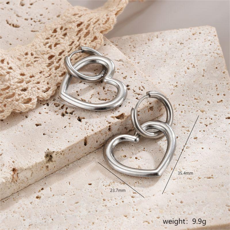 1 Pair Simple Style Commute Heart Shape Polishing Plating Stainless Steel 18k Gold Plated Drop Earrings