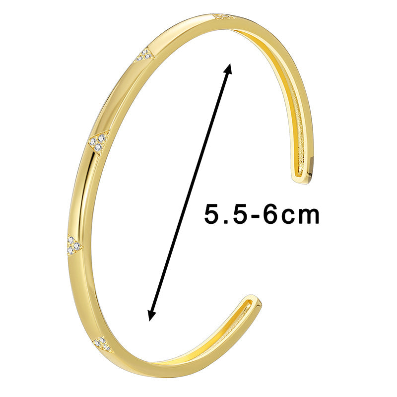 Casual Simple Style Solid Color Copper Plating Inlay Zircon 18k Gold Plated Bangle