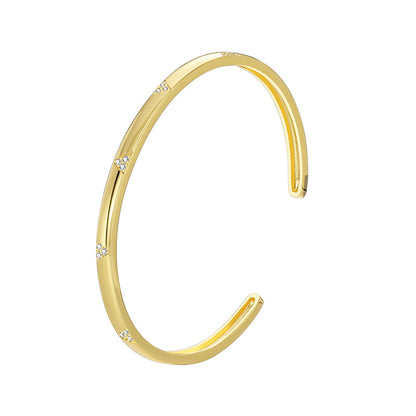 Casual Simple Style Solid Color Copper Plating Inlay Zircon 18k Gold Plated Bangle