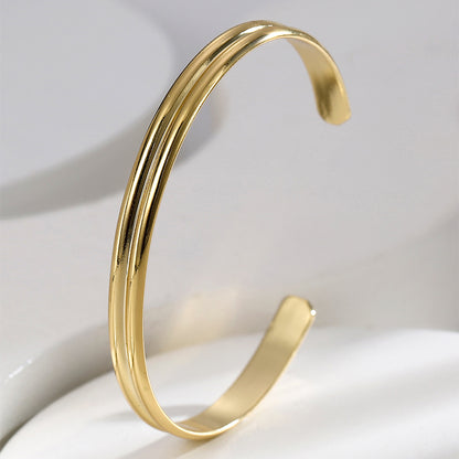 Casual Simple Style Solid Color Copper Plating Inlay Zircon 18k Gold Plated Bangle