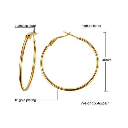 1 Pair Simple Style Geometric Stainless Steel Hoop Earrings