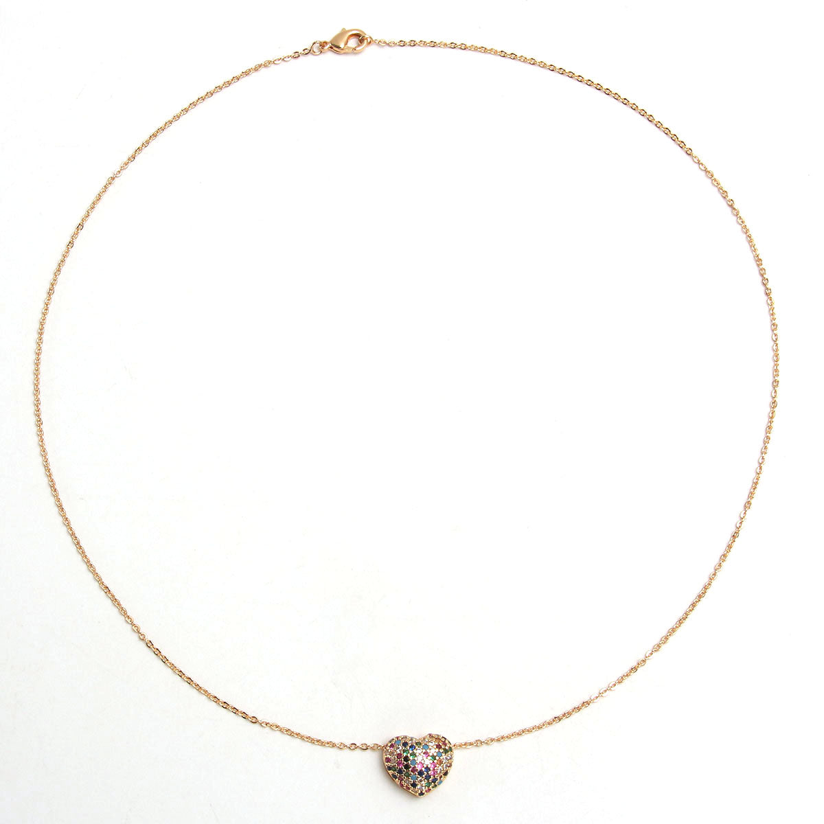 Elegant Simple Style Heart Shape Copper Plating Inlay Zircon Gold Plated Pendant Necklace