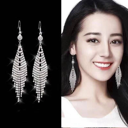 1 Pair Simple Style Geometric Solid Color Plating Inlay Alloy Rhinestones Drop Earrings