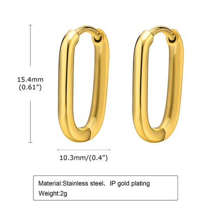 1 Pair Simple Style Geometric Titanium Steel Plating Hoop Earrings