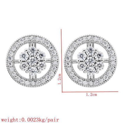 1 Pair Simple Style Flower Plating Inlay Copper Zircon White Gold Plated Ear Studs