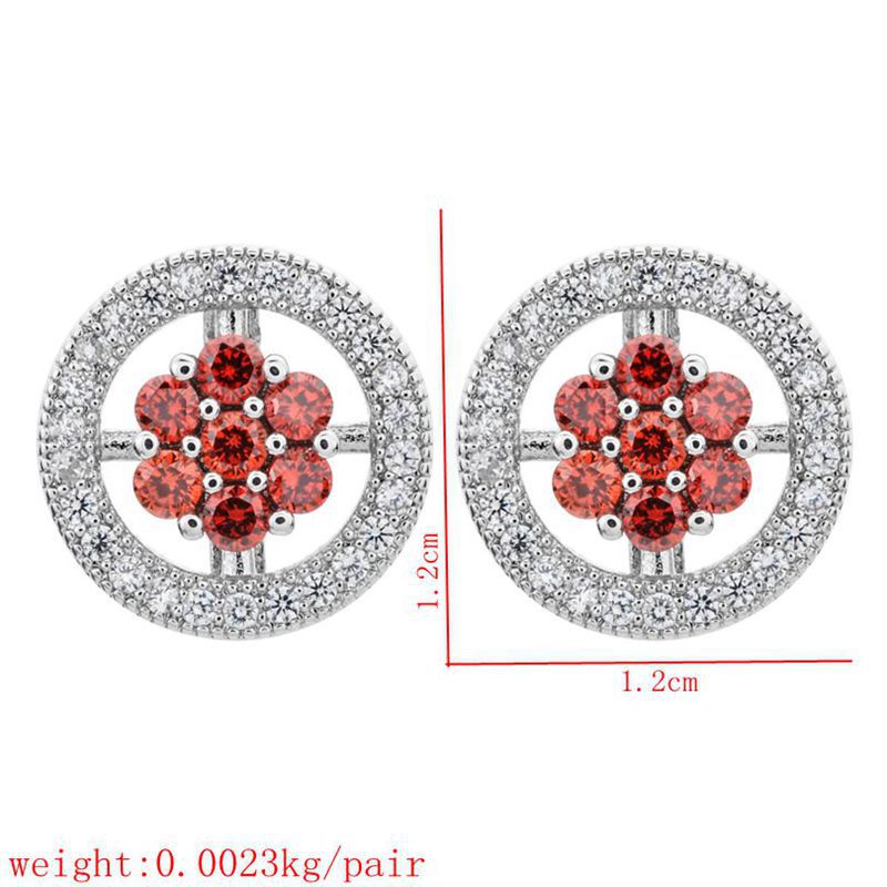 1 Pair Simple Style Flower Plating Inlay Copper Zircon White Gold Plated Ear Studs