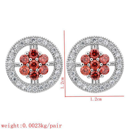 1 Pair Simple Style Flower Plating Inlay Copper Zircon White Gold Plated Ear Studs