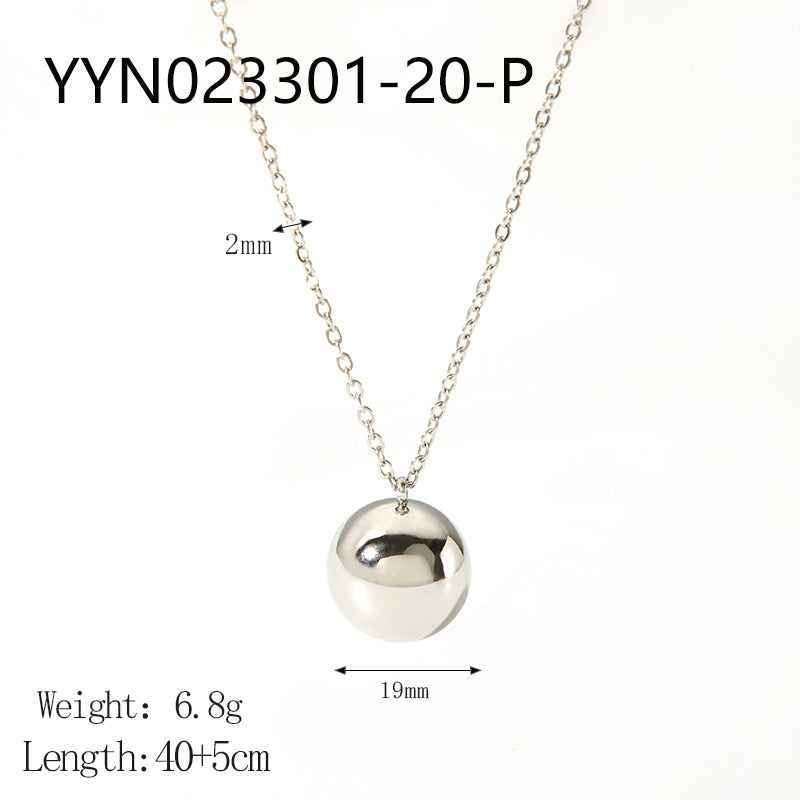 Simple Style Solid Color Stainless Steel Polishing Plating 18k Gold Plated Pendant Necklace