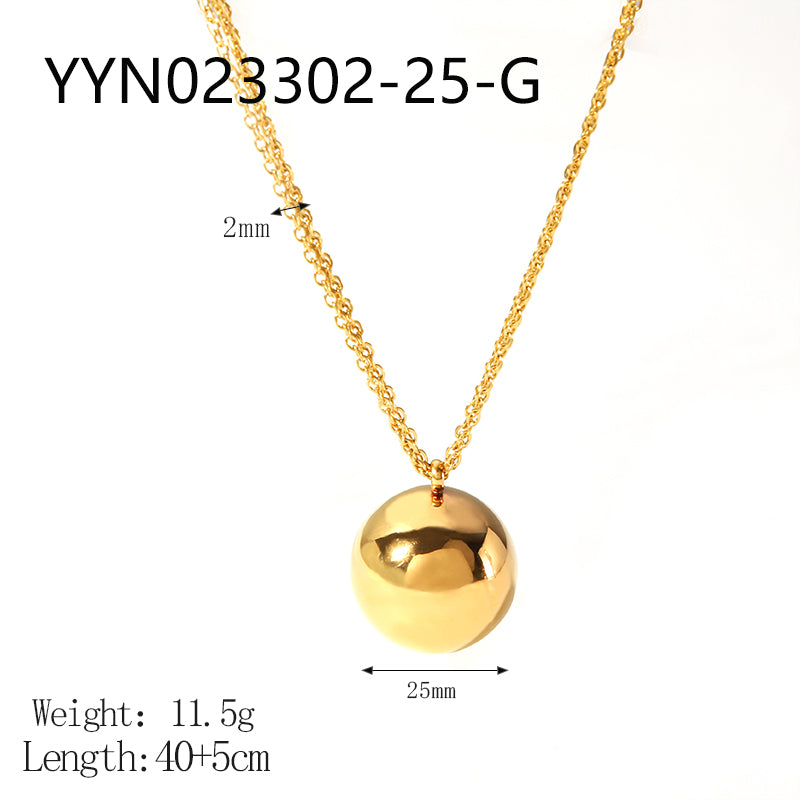 Simple Style Solid Color Stainless Steel Polishing Plating 18k Gold Plated Pendant Necklace