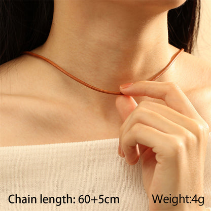 Simple Style Solid Color 18k Gold Plated Leather Rope Copper Wholesale Necklace