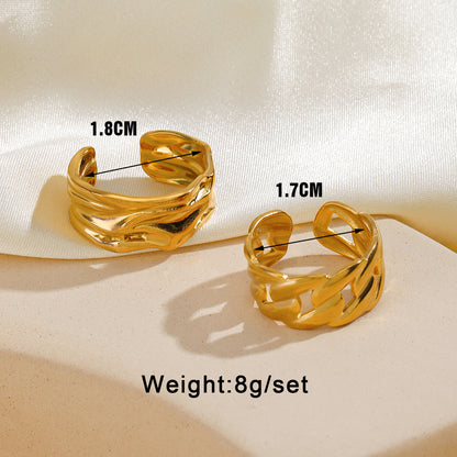 Ig Style Round Stainless Steel Plating 18k Gold Plated Open Rings