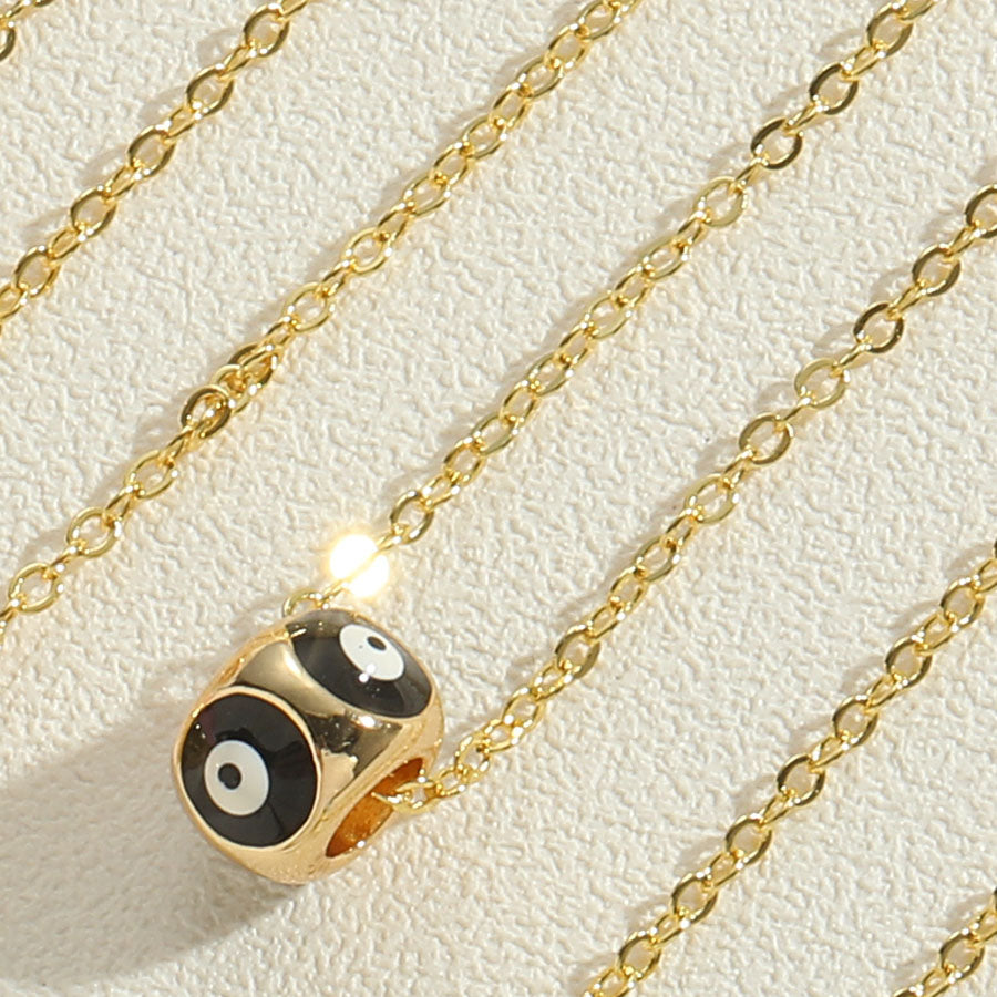 Simple Style Devil's Eye Copper Enamel Plating Zircon 14k Gold Plated Pendant Necklace