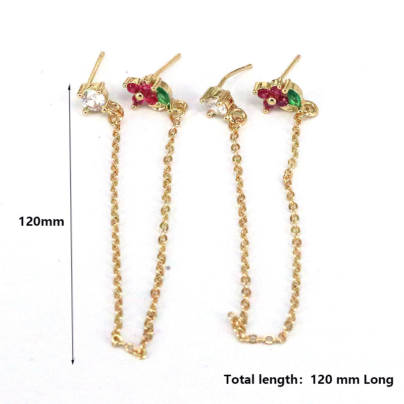 1 Pair Elegant Luxurious Flower Plating Chain Inlay Copper Zircon 18k Gold Plated Earrings