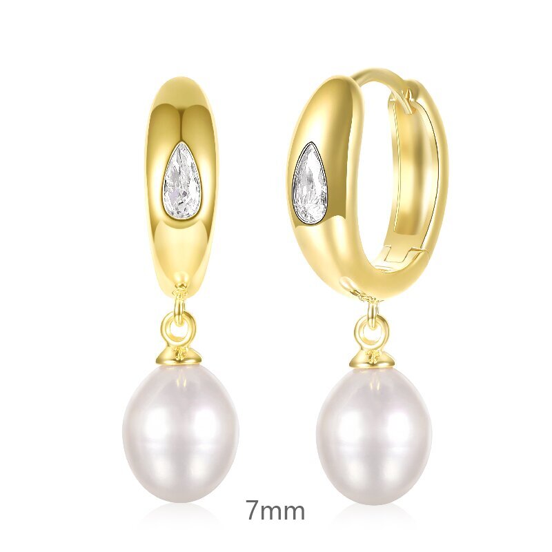 1 Pair Elegant Round Plating Inlay Copper Artificial Pearls 18k Gold Plated Drop Earrings