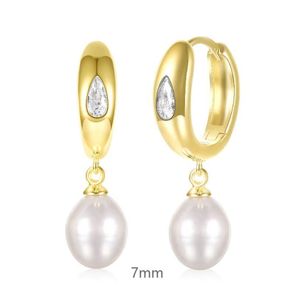 1 Pair Elegant Round Plating Inlay Copper Artificial Pearls 18k Gold Plated Drop Earrings