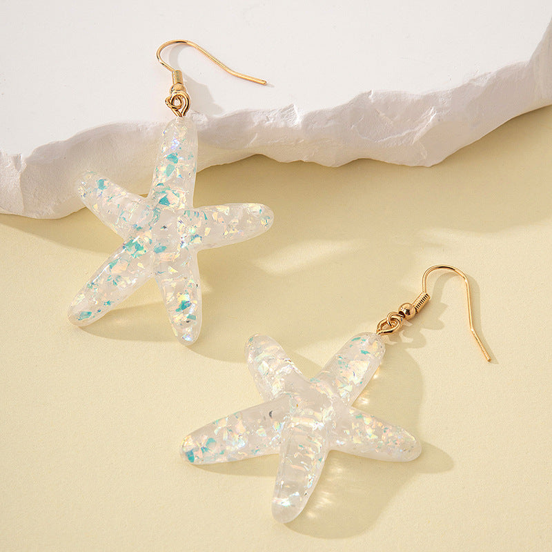 1 Pair Sweet Star Plating Resin Drop Earrings