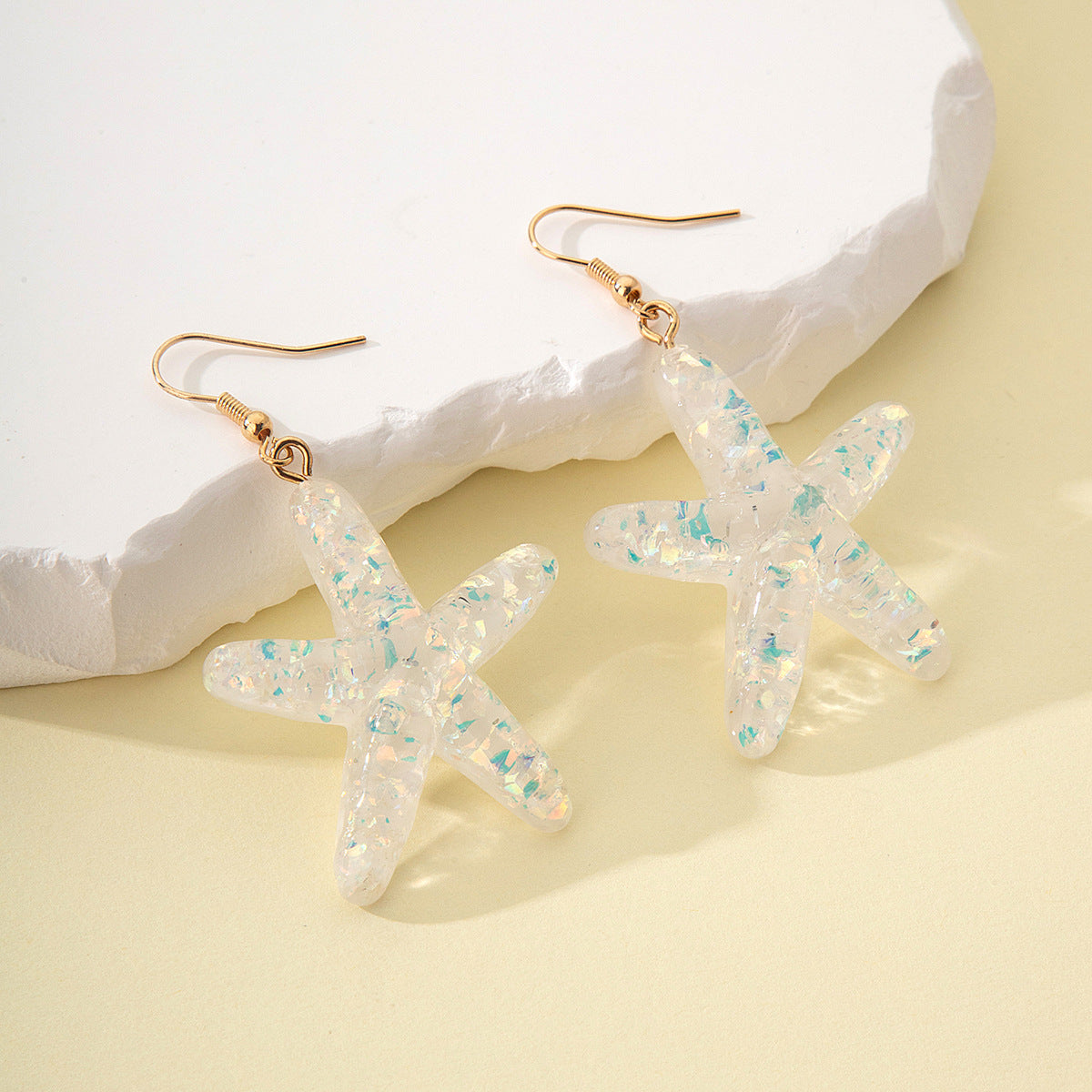 1 Pair Sweet Star Plating Resin Drop Earrings