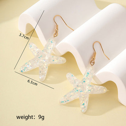 1 Pair Sweet Star Plating Resin Drop Earrings