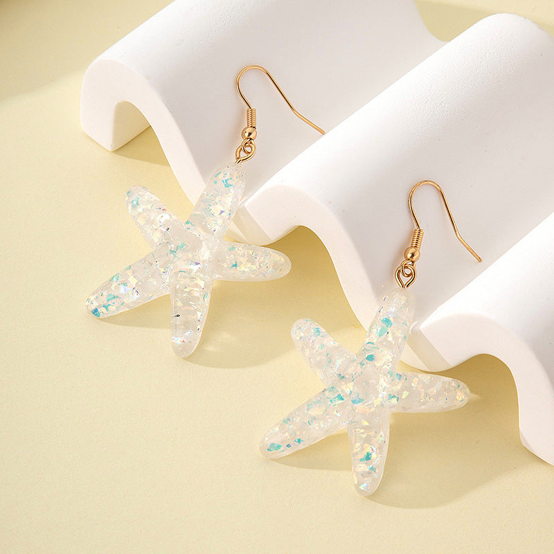 1 Pair Sweet Star Plating Resin Drop Earrings