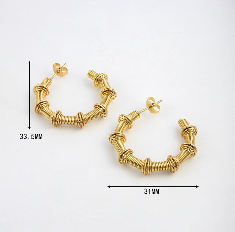 1 Pair Simple Style Classic Style Solid Color Plating Titanium Steel 18k Gold Plated Ear Studs