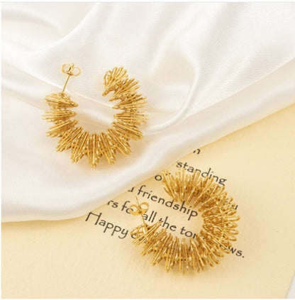 1 Pair Simple Style Classic Style Solid Color Plating Titanium Steel 18k Gold Plated Ear Studs