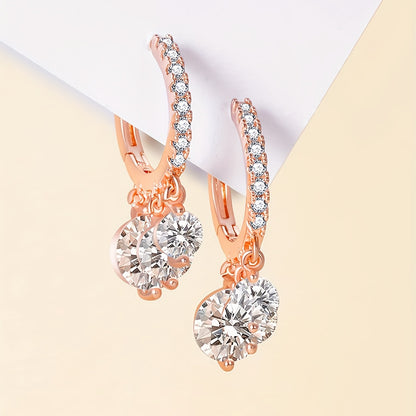 1 Pair Elegant Sweet Classic Style Round Plating Inlay Copper Zircon Gold Plated Earrings