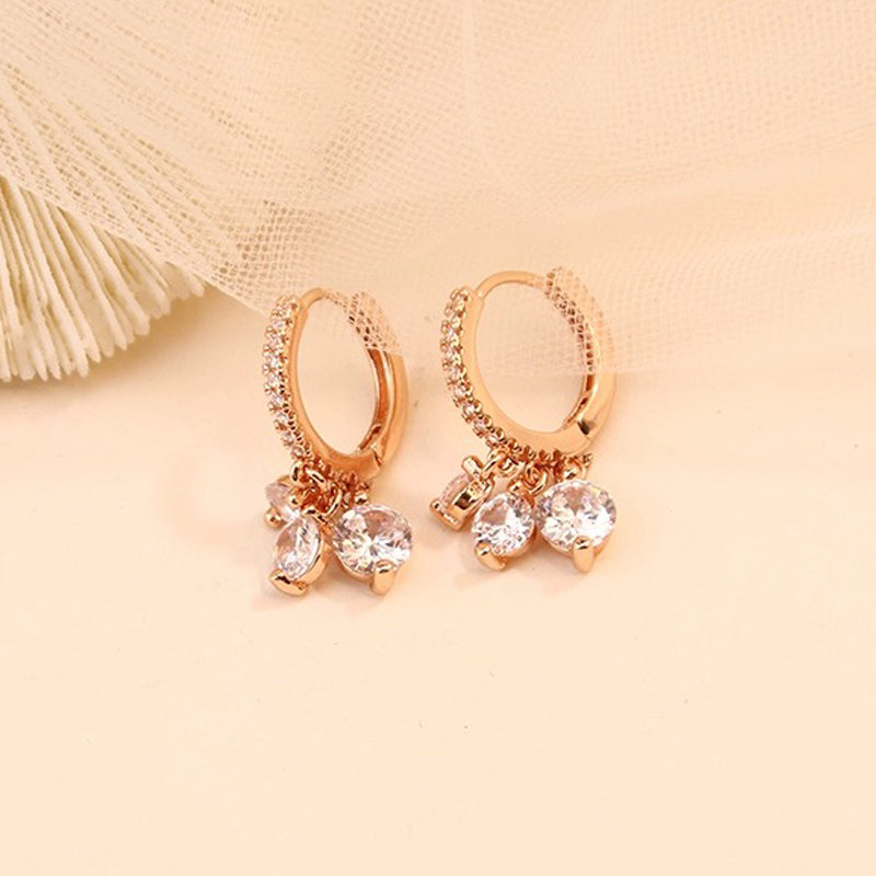 1 Pair Elegant Sweet Classic Style Round Plating Inlay Copper Zircon Gold Plated Earrings