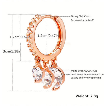 1 Pair Elegant Sweet Classic Style Round Plating Inlay Copper Zircon Gold Plated Earrings