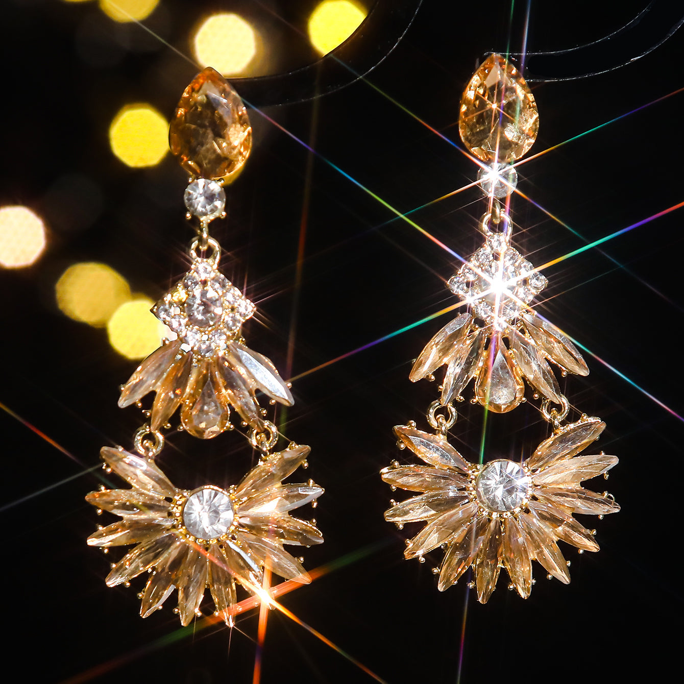 1 Pair Casual Shiny Geometric Inlay Alloy Rhinestones Zircon Drop Earrings