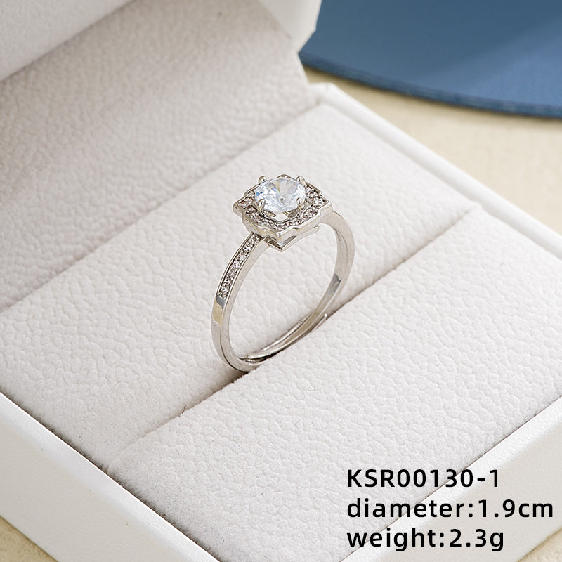 Ig Style Elegant Simple Style Geometric Heart Shape Copper Plating Inlay Zircon White Gold Plated Open Rings