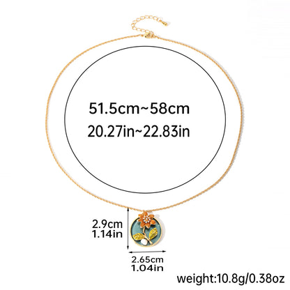 Ig Style Elegant Round Colorful Flower Copper Handmade Plating Inlay Freshwater Pearl Zircon 18k Gold Plated Pendant Necklace