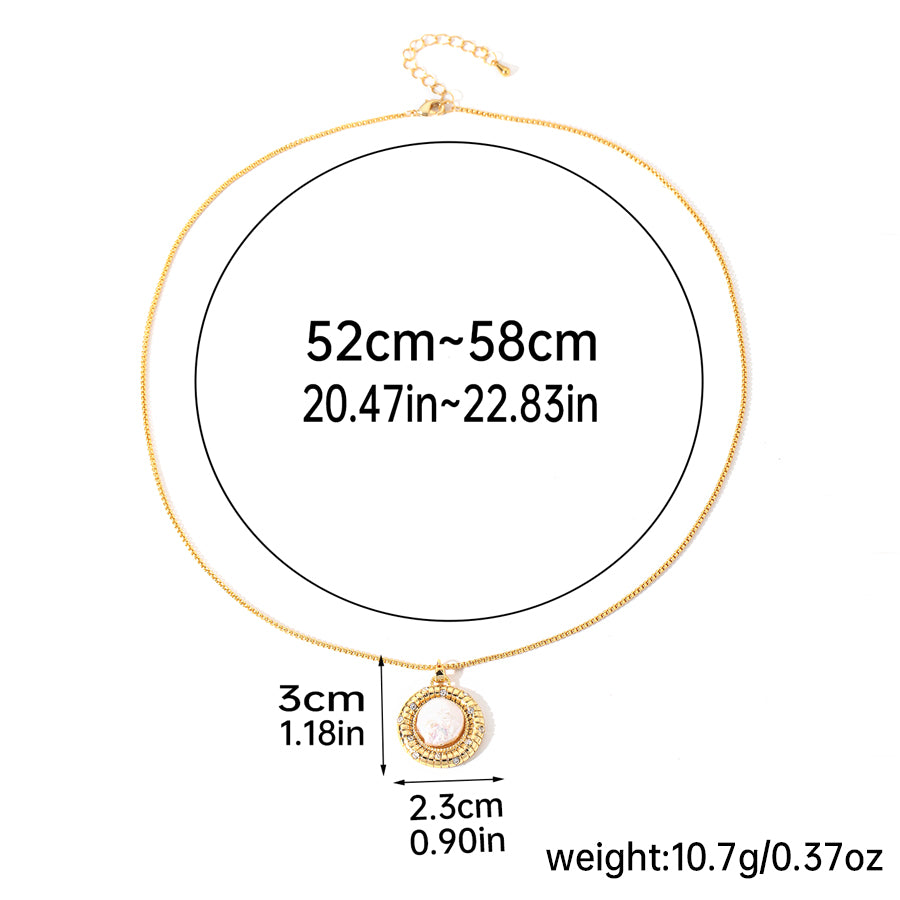 Ig Style Elegant Round Colorful Flower Copper Handmade Plating Inlay Freshwater Pearl Zircon 18k Gold Plated Pendant Necklace