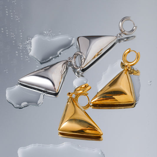 1 Pair Ig Style Simple Style Triangle Solid Color Plating Stainless Steel 18k Gold Plated Drop Earrings