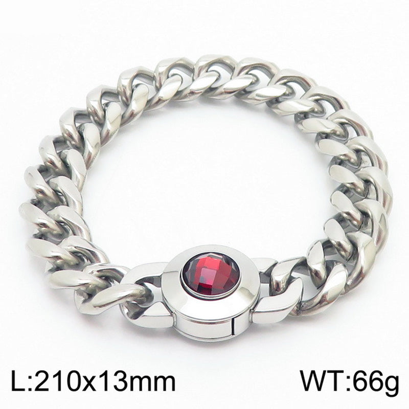 Hip-hop Simple Style Geometric Stainless Steel Polishing Inlay Glass Bracelets Necklace