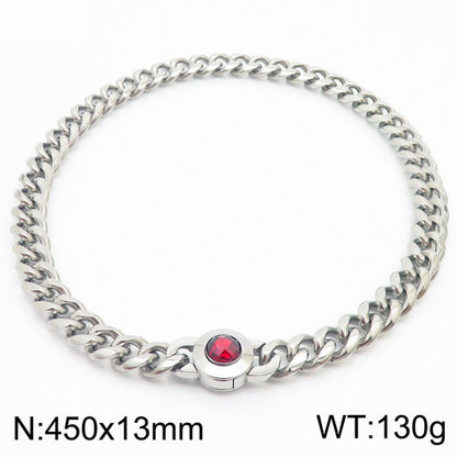 Hip-hop Simple Style Geometric Stainless Steel Polishing Inlay Glass Bracelets Necklace