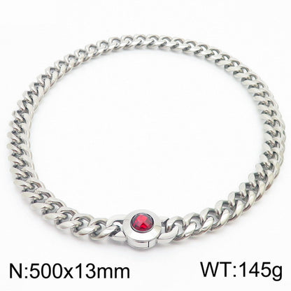 Hip-hop Simple Style Geometric Stainless Steel Polishing Inlay Glass Bracelets Necklace