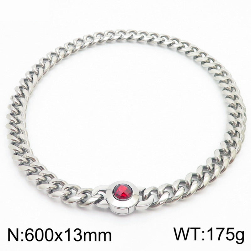 Hip-hop Simple Style Geometric Stainless Steel Polishing Inlay Glass Bracelets Necklace