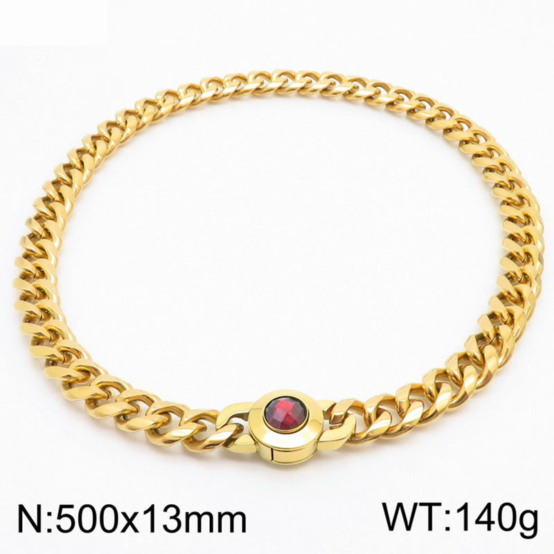 Hip-hop Simple Style Geometric Stainless Steel Polishing Inlay Glass Bracelets Necklace