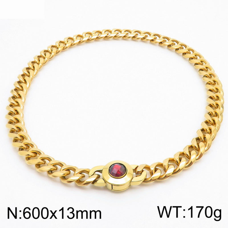 Hip-hop Simple Style Geometric Stainless Steel Polishing Inlay Glass Bracelets Necklace