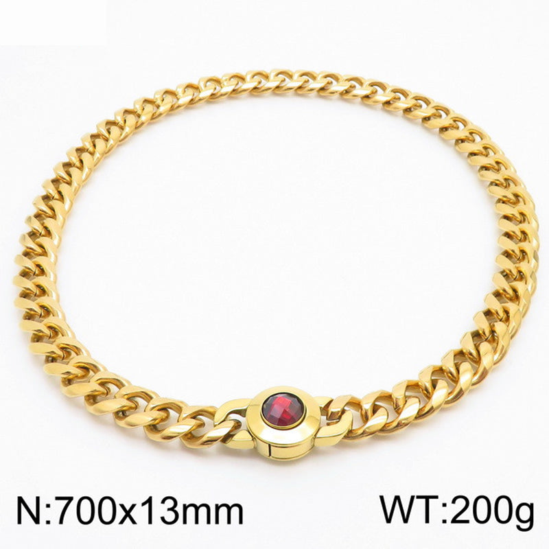 Hip-hop Simple Style Geometric Stainless Steel Polishing Inlay Glass Bracelets Necklace