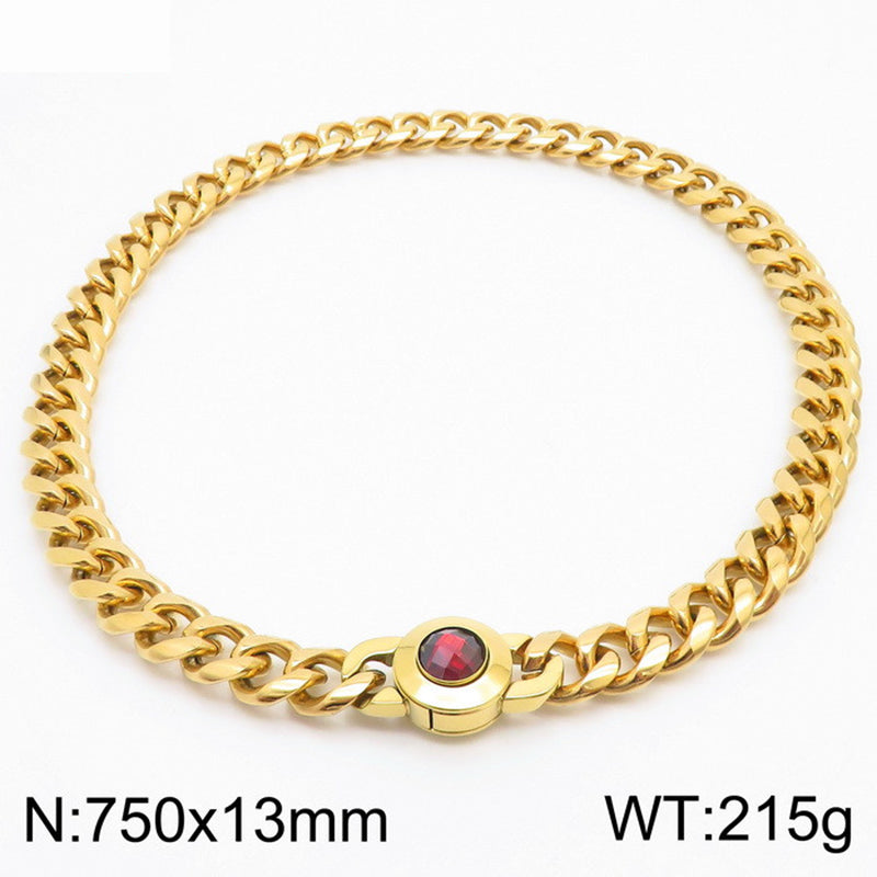 Hip-hop Simple Style Geometric Stainless Steel Polishing Inlay Glass Bracelets Necklace