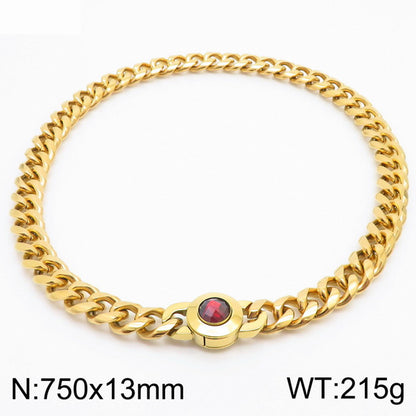 Hip-hop Simple Style Geometric Stainless Steel Polishing Inlay Glass Bracelets Necklace