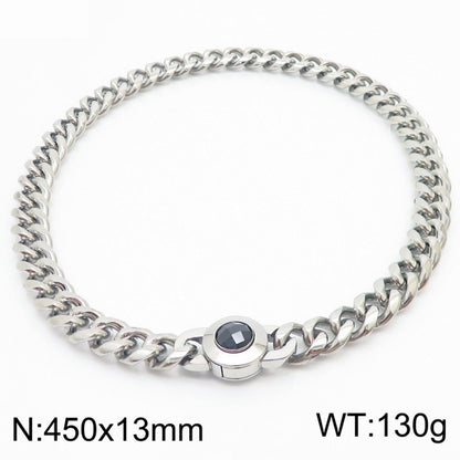 Hip-hop Simple Style Geometric Stainless Steel Polishing Inlay Glass Bracelets Necklace