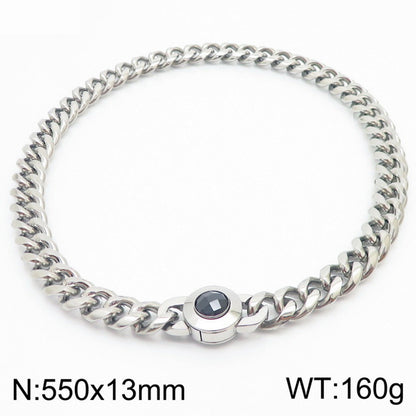 Hip-hop Simple Style Geometric Stainless Steel Polishing Inlay Glass Bracelets Necklace