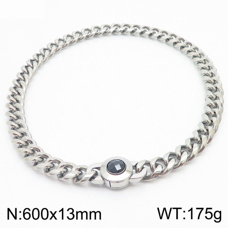 Hip-hop Simple Style Geometric Stainless Steel Polishing Inlay Glass Bracelets Necklace