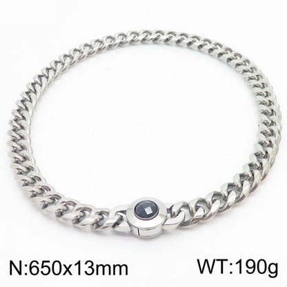 Hip-hop Simple Style Geometric Stainless Steel Polishing Inlay Glass Bracelets Necklace