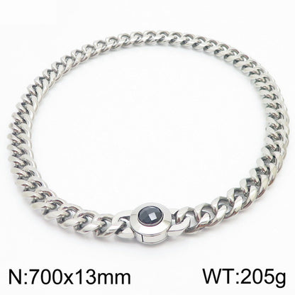 Hip-hop Simple Style Geometric Stainless Steel Polishing Inlay Glass Bracelets Necklace