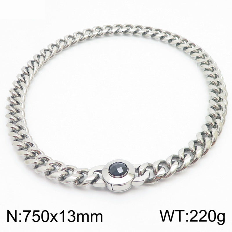 Hip-hop Simple Style Geometric Stainless Steel Polishing Inlay Glass Bracelets Necklace