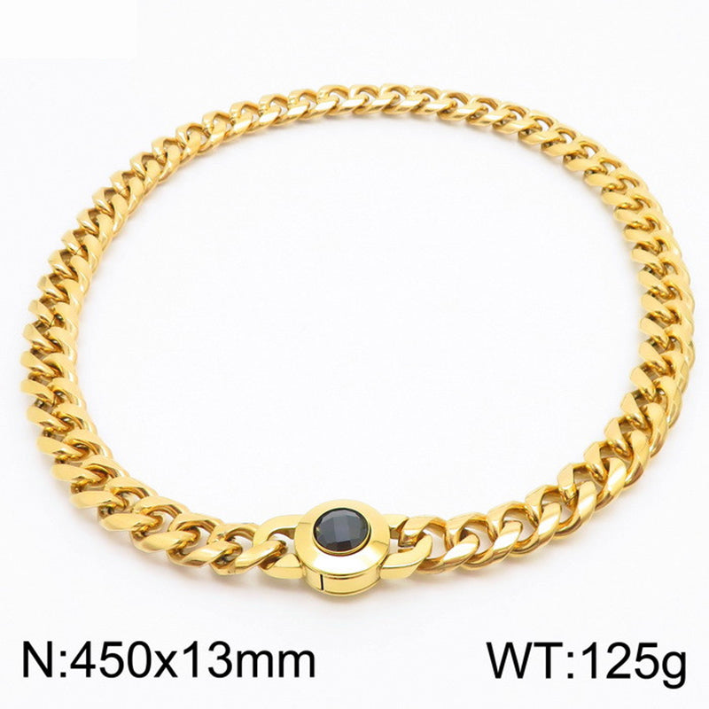 Hip-hop Simple Style Geometric Stainless Steel Polishing Inlay Glass Bracelets Necklace