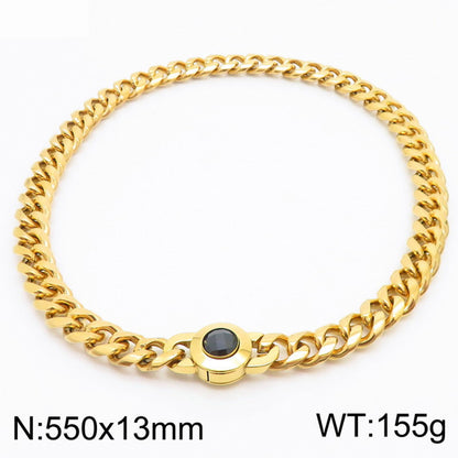 Hip-hop Simple Style Geometric Stainless Steel Polishing Inlay Glass Bracelets Necklace